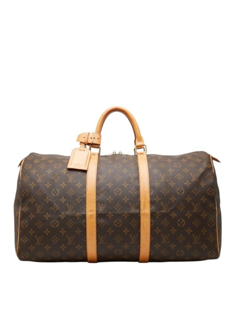 Louis Vuitton Monogram Keepall 50 Boston Bag Brown Leather